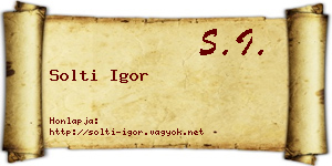 Solti Igor névjegykártya